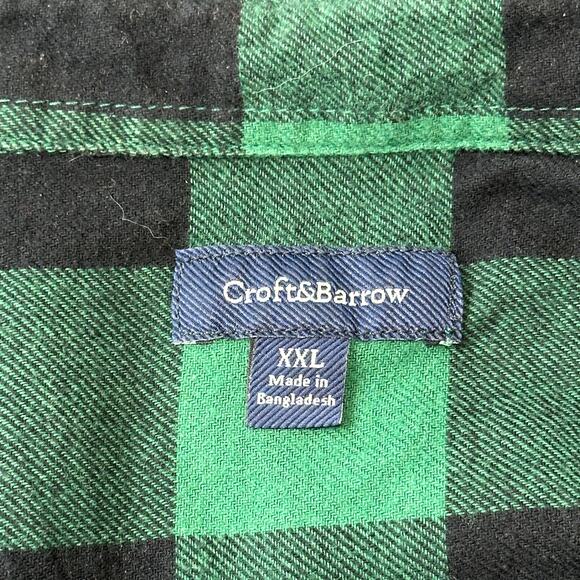 Croft & Barrow Men's XXL Green Flannel Button Up Shirt Cotton - Picture 4 of 4